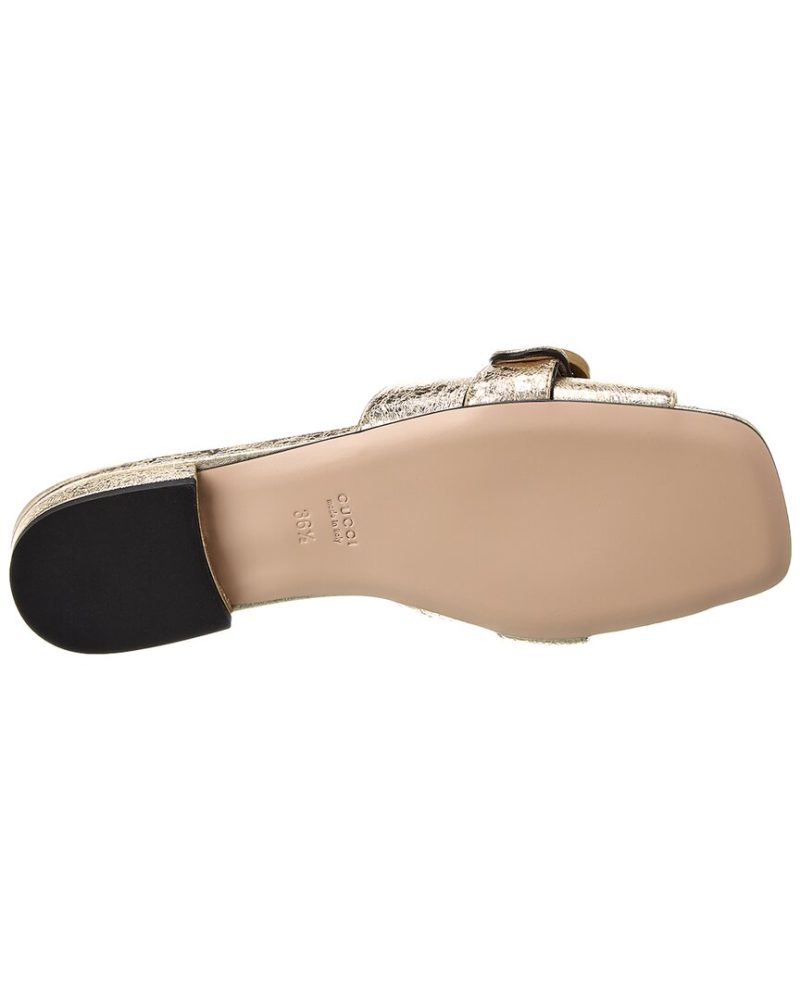 Gucci Double G Leather Sandal - Barde - Image 4