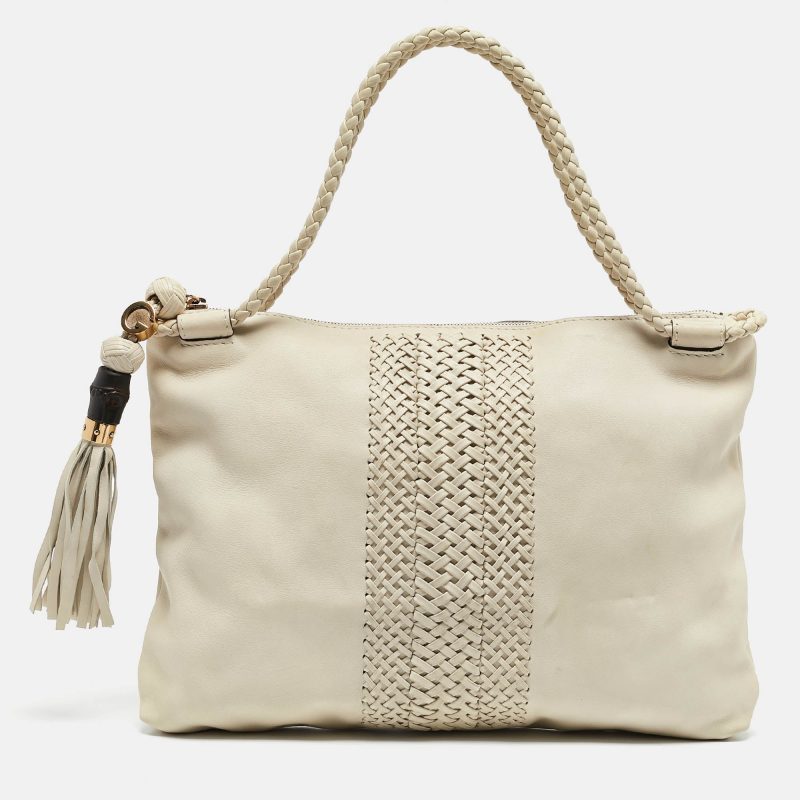 Gucci Off White Leather Medium Handmade Shoulder Bag - Barde