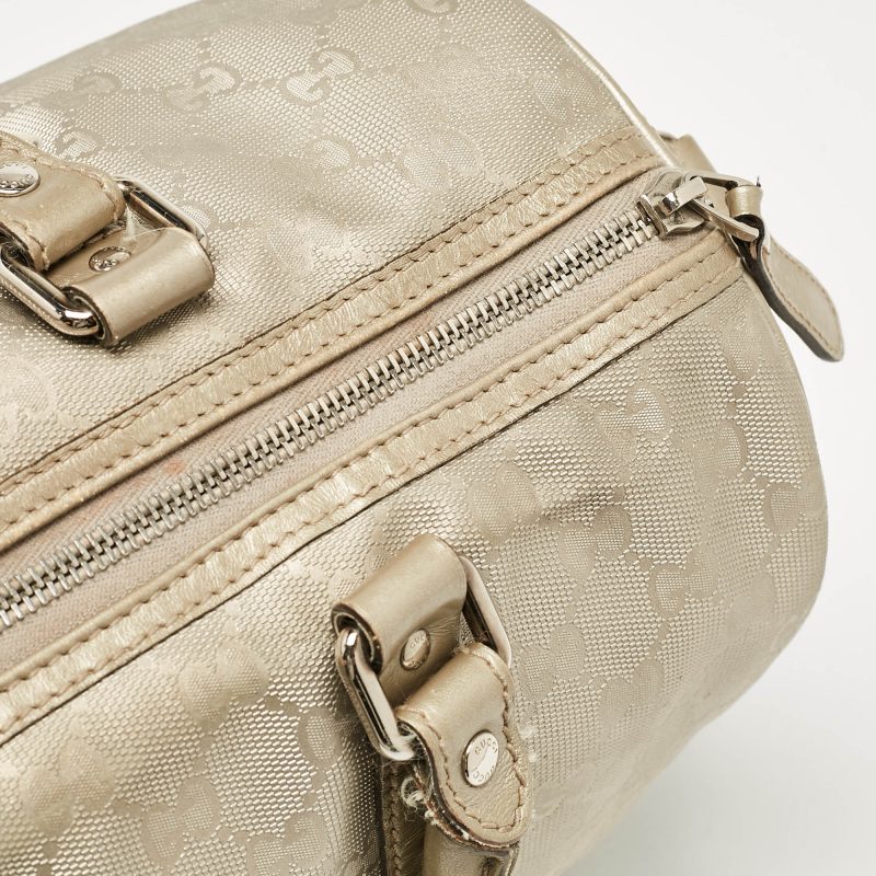 Gucci Metallic Grey Gg Imprime Canvas Medium Joy Boston Bag - Barde - Image 6