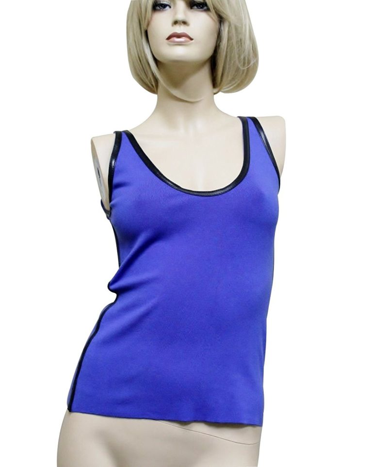 Gucci Women's  Cashmere BlendCotton Knit Leather Trim Tank Top - Barde