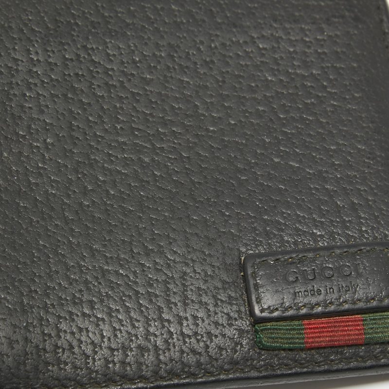 Gucci Black Leather Web Bifold Wallet - Barde - Image 6