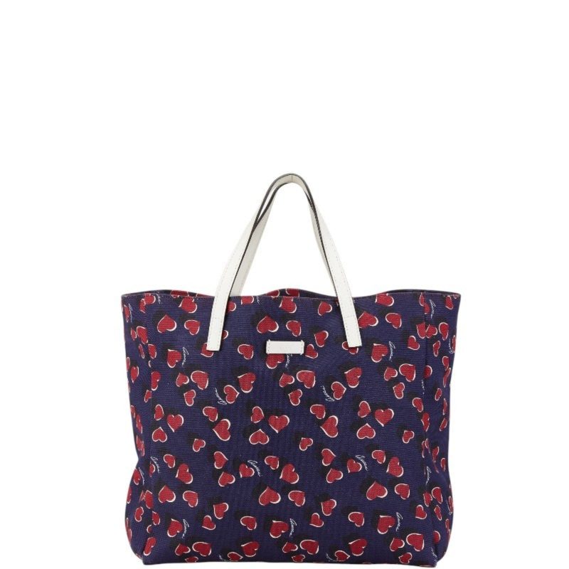 Gucci Navy  Color  Canvas Leather Handbag Tote Bag (Pre-Owned) - Barde