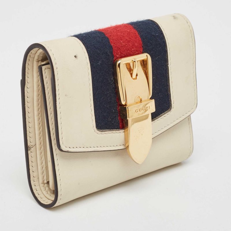 Gucci White Leather Sylvie Trifold Wallet - Barde - Image 4
