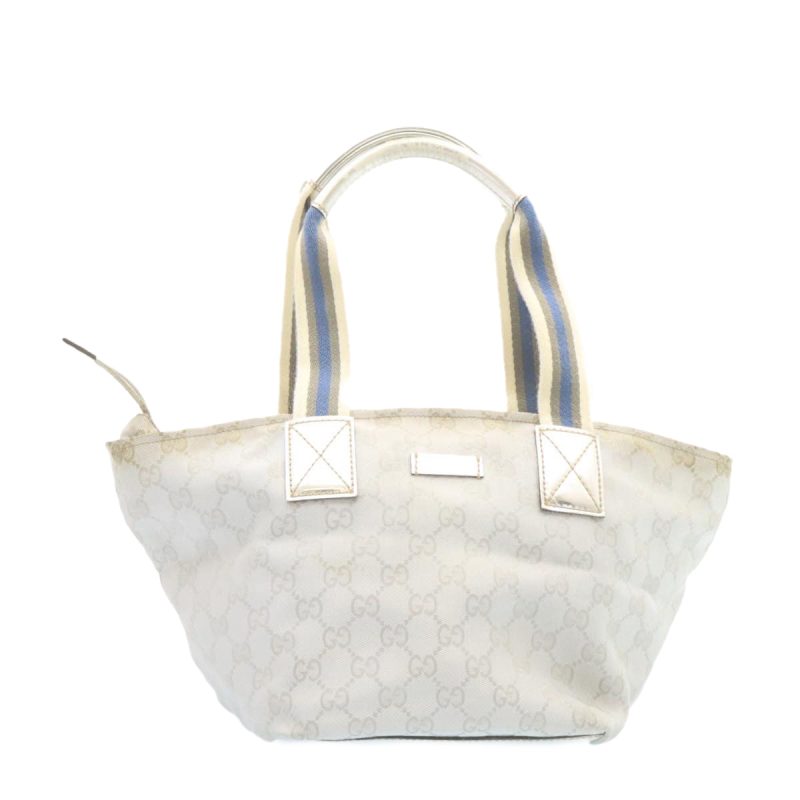 Gucci Sherry Line GG Canvas Tote Bag Silver Blue - Barde