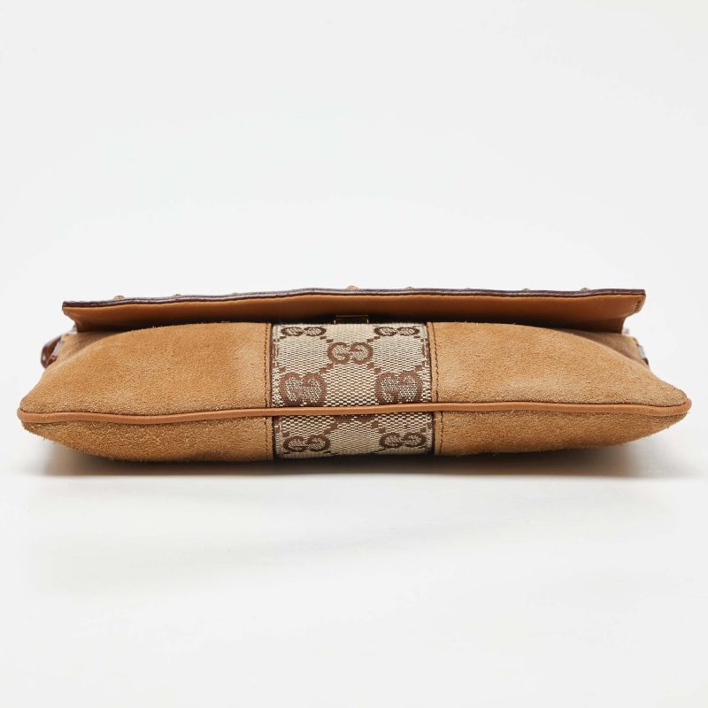Gucci Two Tone  Gg Canvas  Suede And Leather Flap Pochette - Barde - Image 4