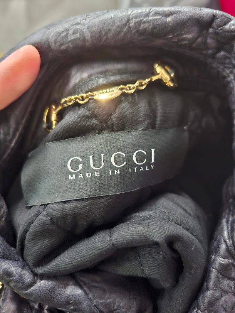 Gucci Monogram Biker Jacket in Black Leather - Barde - Image 6