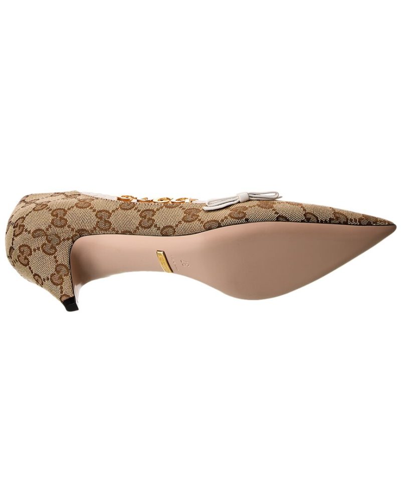 Gucci GG Canvas & Leather Pump - Barde - Image 4