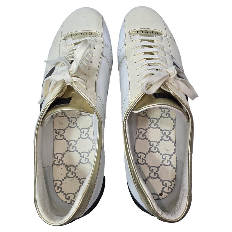 Gucci Web Lace-Up Sneakers in Cream Suede and Leather - Barde - Image 6