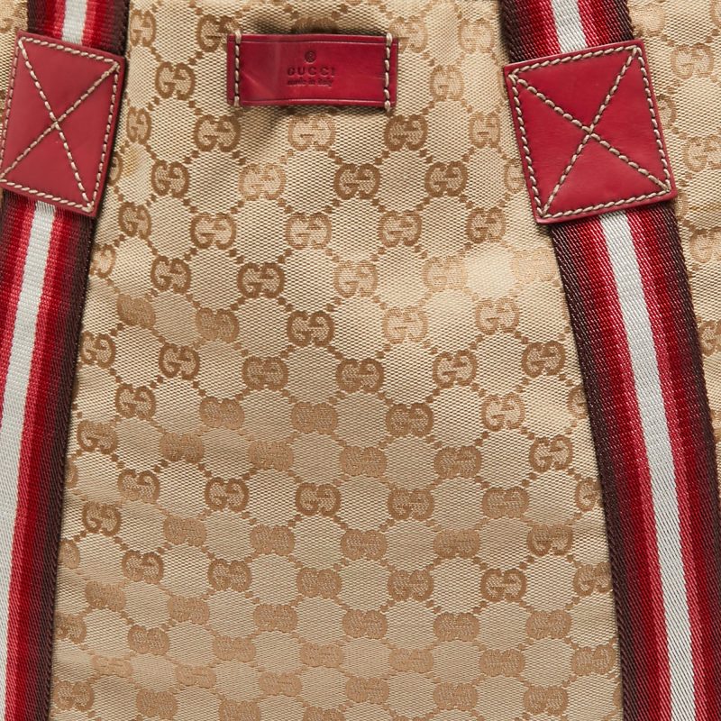Gucci Beige/red Gg Canvas Web Shopper Tote - Barde - Image 4