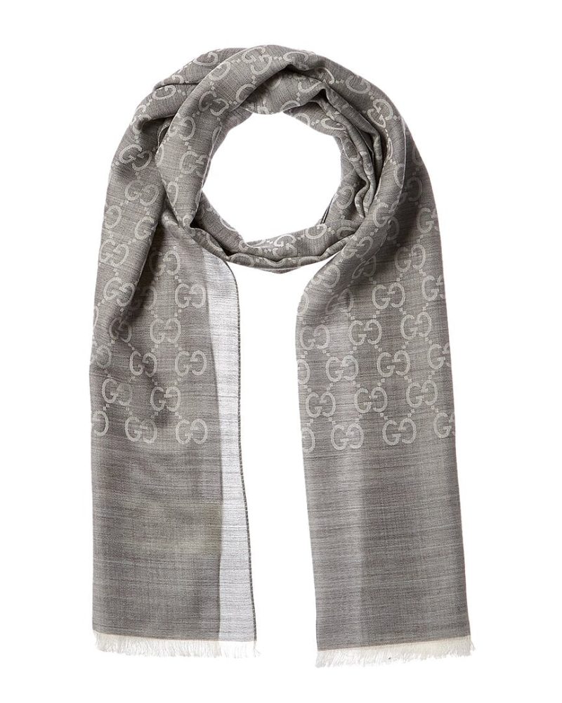 Gucci Logo Small Jacquard Wool & Silk-Blend Scarf - Barde