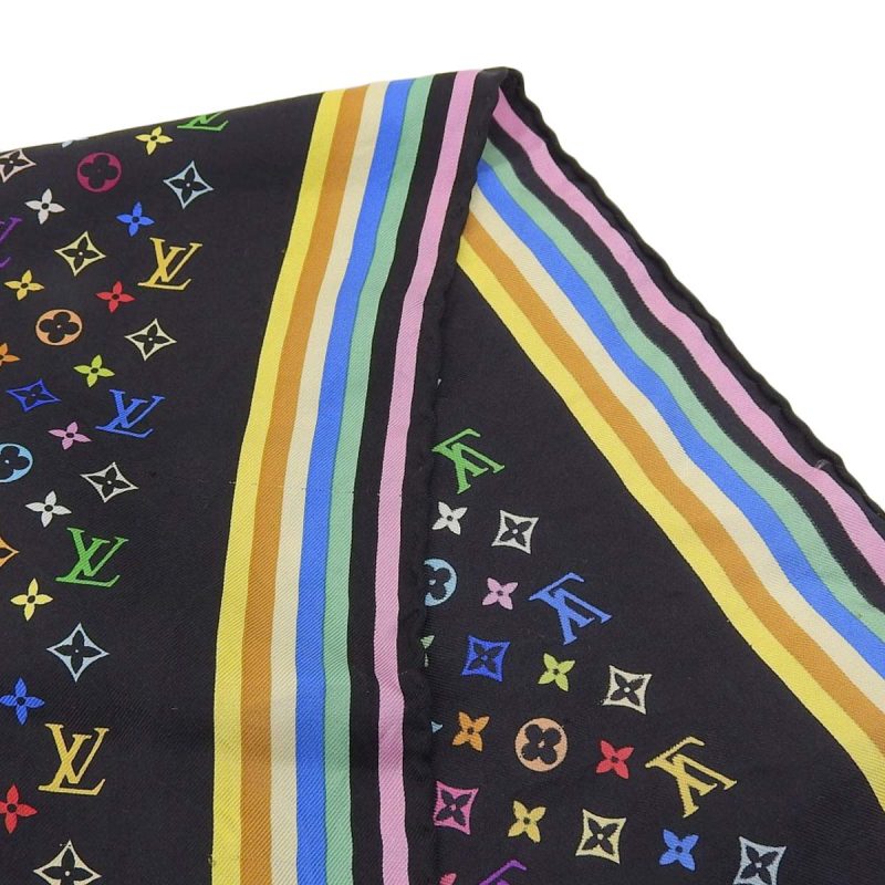 Louis Vuitton Silk Scarf Black Multicolor - Barde - Image 4
