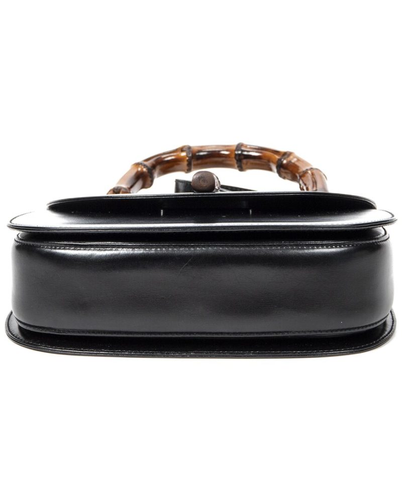Gucci Black Smooth Calfskin Leather Bamboo Top Handle ( ) - Barde - Image 3