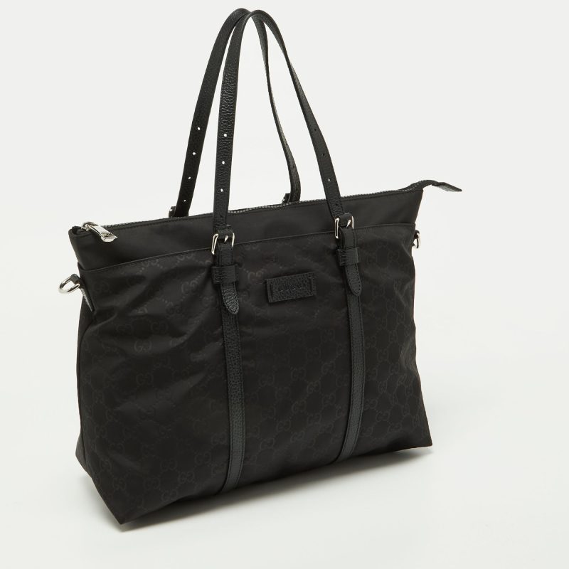 Gucci  Gg Nylon And Leather Top Zip Tote - Barde - Image 2