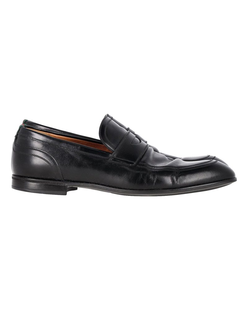 Gucci Web Penny Loafers in Black Leather - Barde