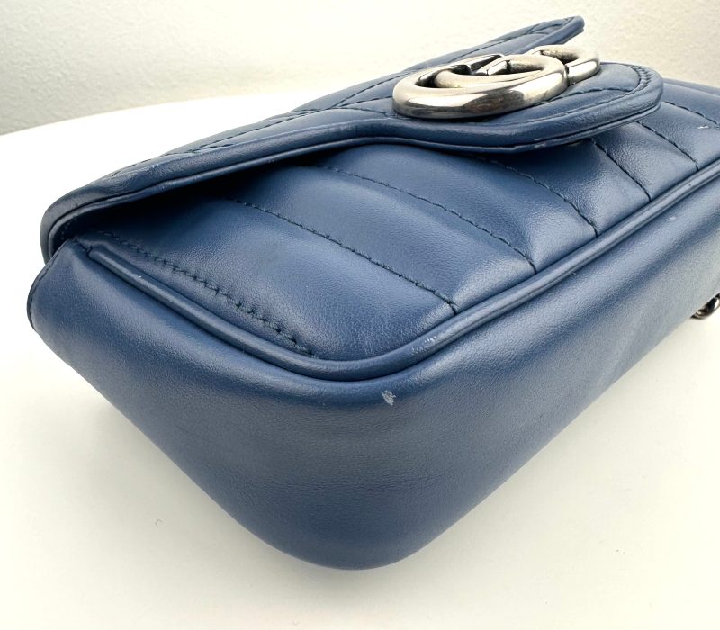 Gucci GG Marmont Super Mini Leather Navy - Barde - Image 7
