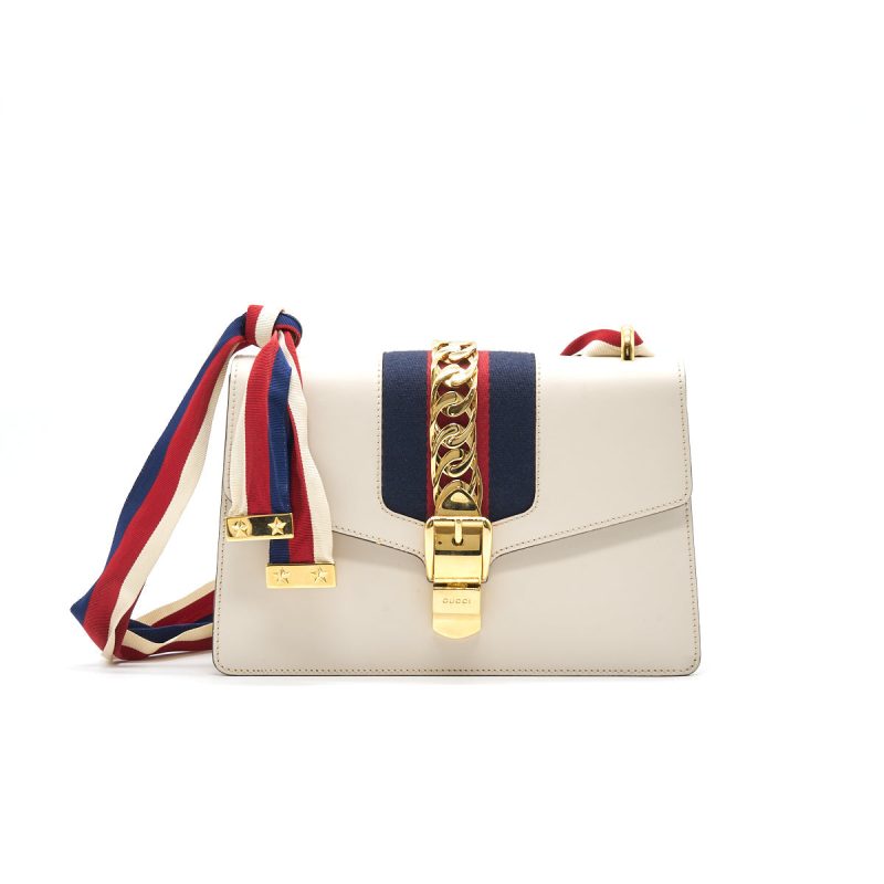 Gucci Sylvie Small Shoulder Bag White GHW (Leather Strap Missing) - Barde