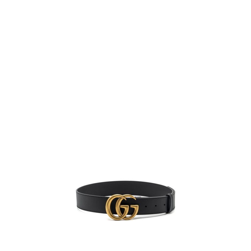 Gucci size 80 4cm width GG Marmont leather belt black GHW - Barde