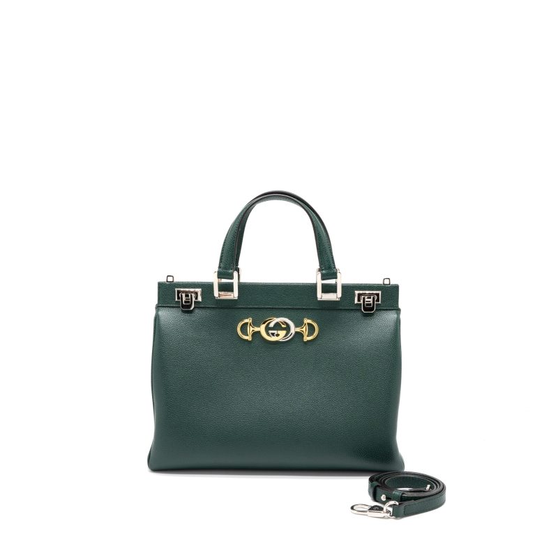 Gucci Top Handle Zumi Bag Calfskin Green Multicolour Hardware - Barde