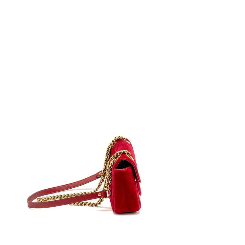 Gucci Mini GG Marmont Bag Velvet Red GHW - Barde - Image 3