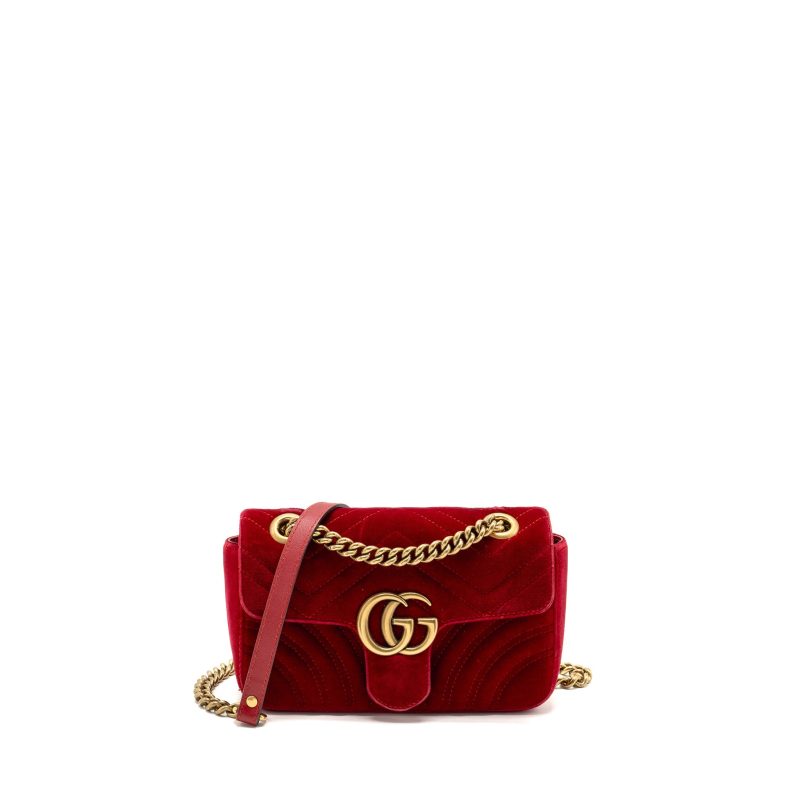 Gucci Mini GG Marmont Bag Velvet Red GHW - Barde