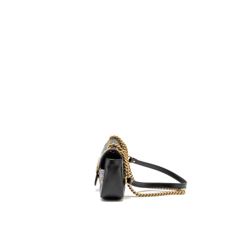 GUCCI Mini GG Marmont Shoulder Bag Calfskin Black GHW - Barde - Image 4