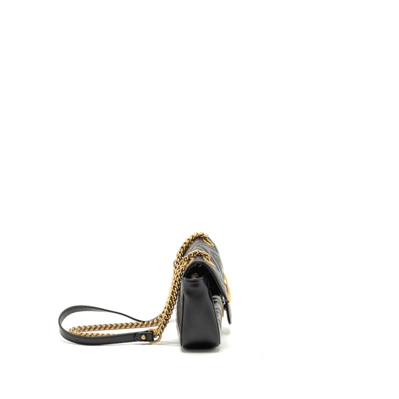GUCCI Mini GG Marmont Shoulder Bag Calfskin Black GHW - Barde - Image 3