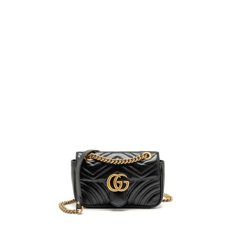 GUCCI Mini GG Marmont Shoulder Bag Calfskin Black GHW - Barde