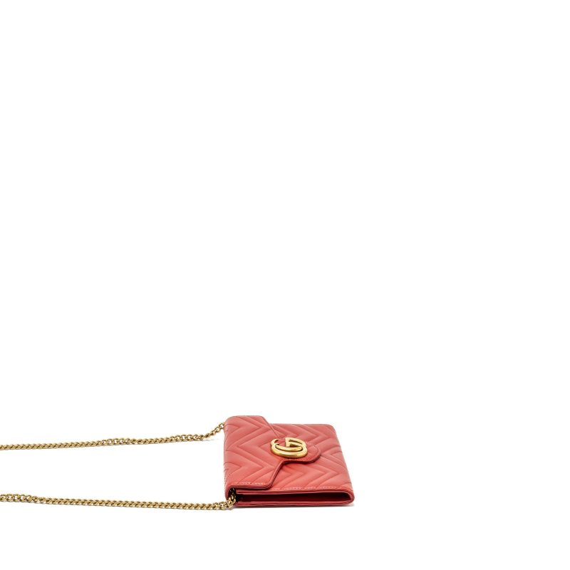 Gucci Marmont flap wallet with chain calfskin red GHW - Barde - Image 3