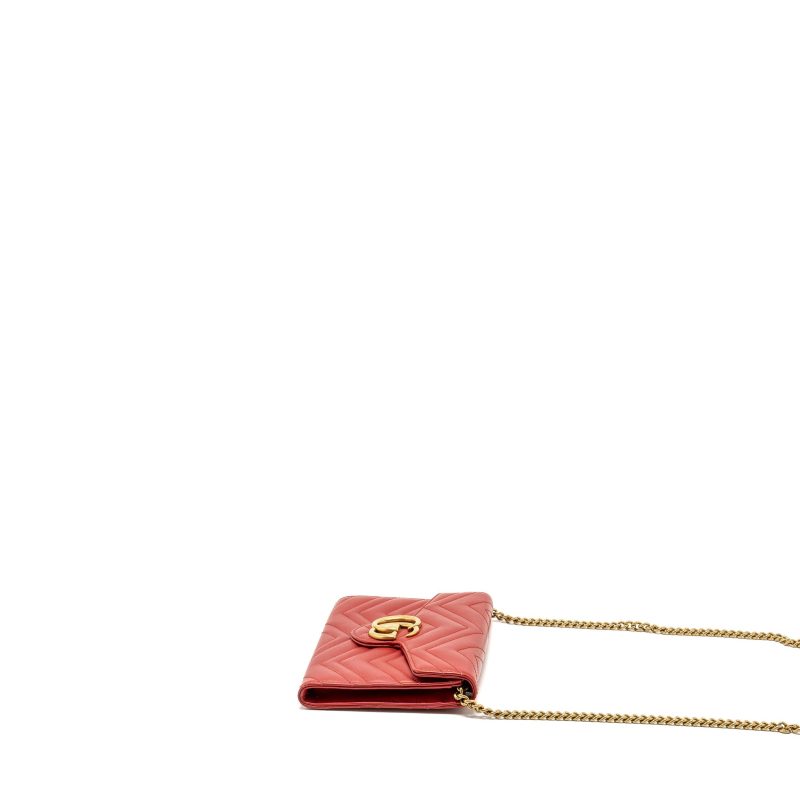 Gucci Marmont flap wallet with chain calfskin red GHW - Barde - Image 4