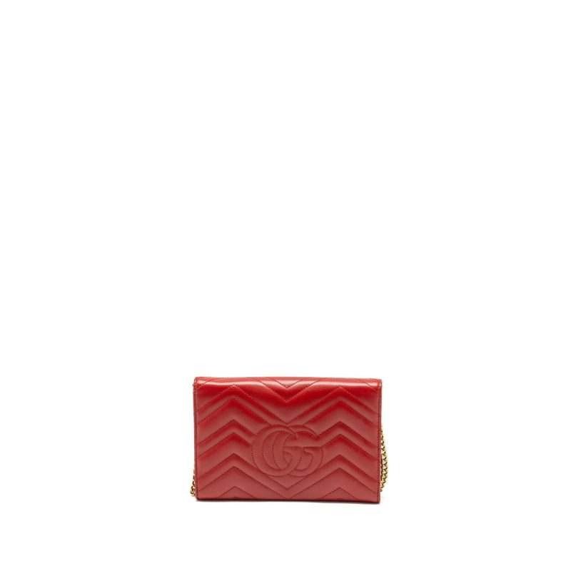 Gucci Marmont flap wallet with chain calfskin red GHW - Barde - Image 2