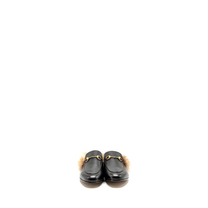 Gucci Size 37 Horsebit Princetown Fur Slipper Leather Black GHW - Barde - Image 2