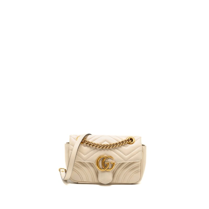 Gucci Mini GG Marmont Shoulder Bag Calfskin White GHW - Barde