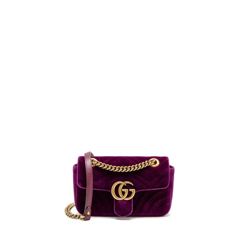 Gucci Mini GG Marmont Shoulder Bag Velvet Hot Pink GHW - Barde