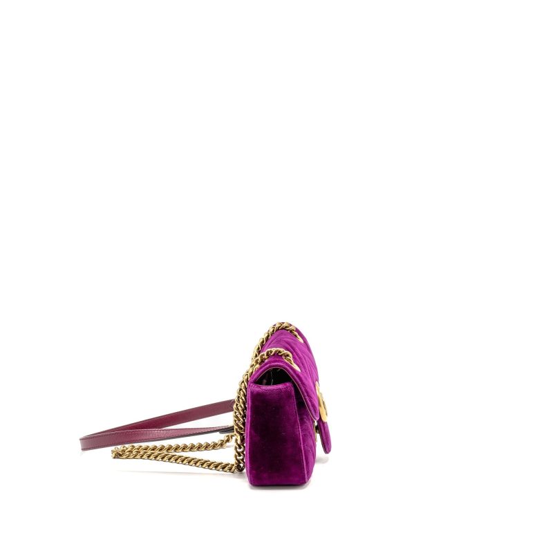 Gucci Mini GG Marmont Shoulder Bag Velvet Hot Pink GHW - Barde - Image 3