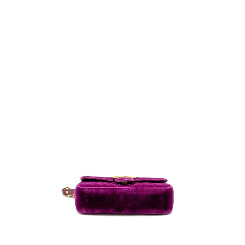 Gucci Mini GG Marmont Shoulder Bag Velvet Hot Pink GHW - Barde - Image 5