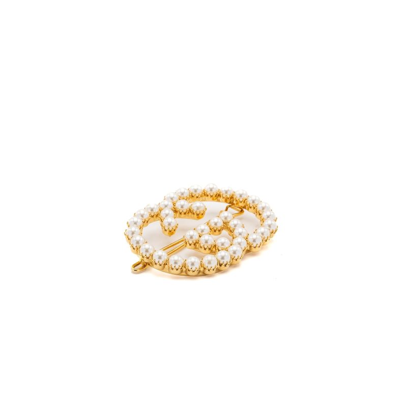 GUCCI GG LOGO Hair clip Pearl GHW - Barde - Image 2