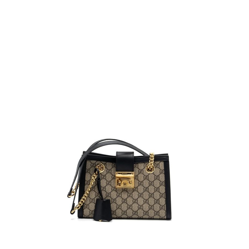 Gucci small GG padlock shoulder bag GG supreme canvas black GHW - Barde