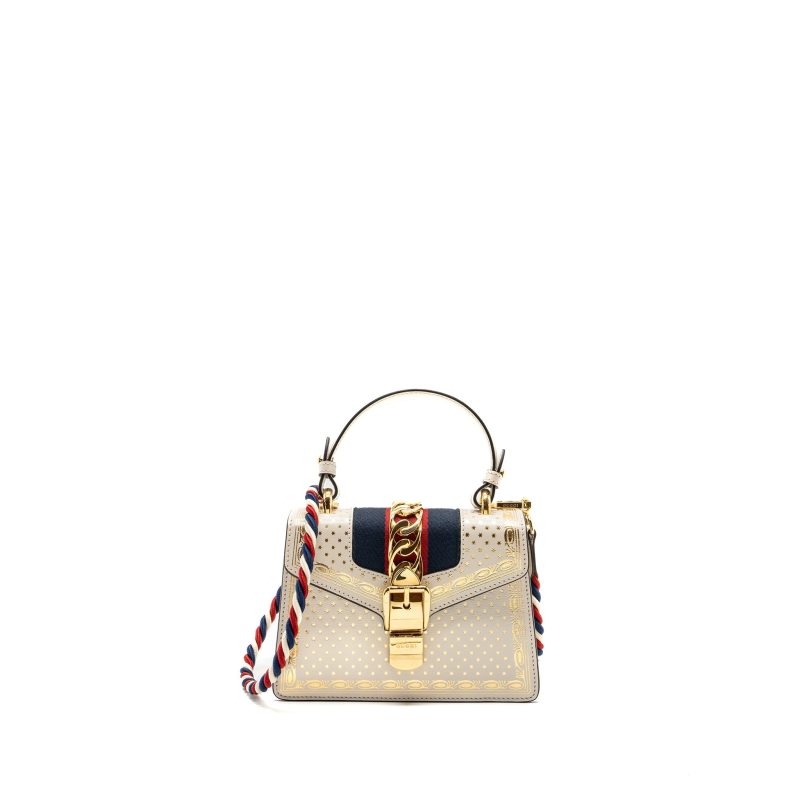 Gucci Sylvie Top Handle Bag Limited Edition leather White GHW - Barde