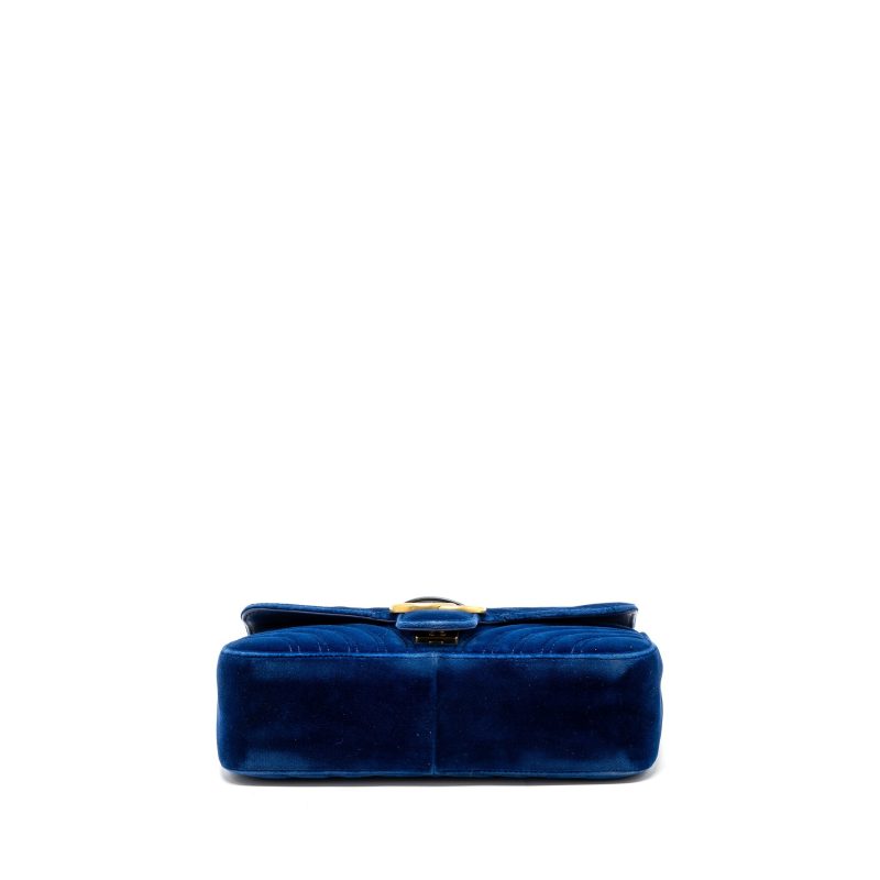 Gucci GG marmont shoulder bag velvet blue GHW - Barde - Image 5