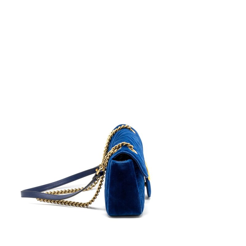Gucci GG marmont shoulder bag velvet blue GHW - Barde - Image 3