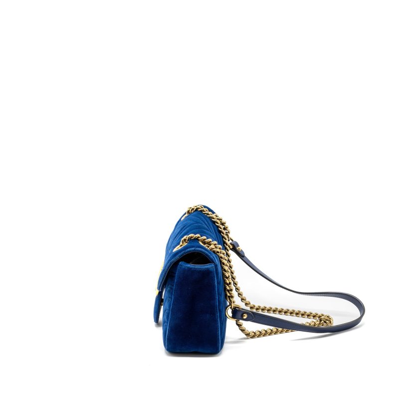 Gucci GG marmont shoulder bag velvet blue GHW - Barde - Image 4