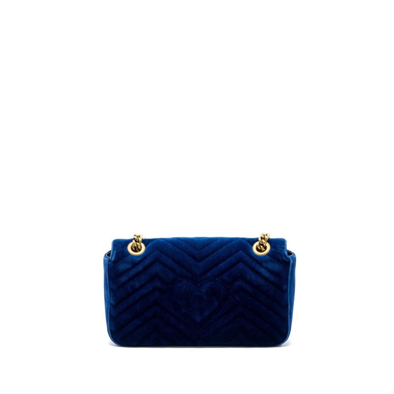 Gucci GG marmont shoulder bag velvet blue GHW - Barde - Image 2