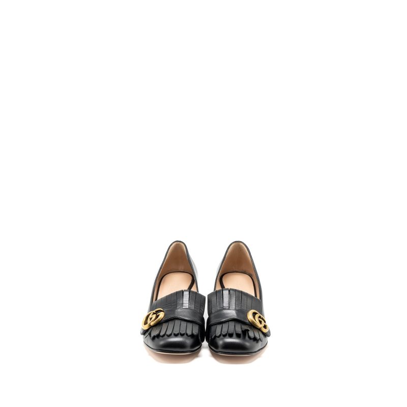 Gucci size 38 marmont loafer pumps calfskin black GHW - Barde - Image 2