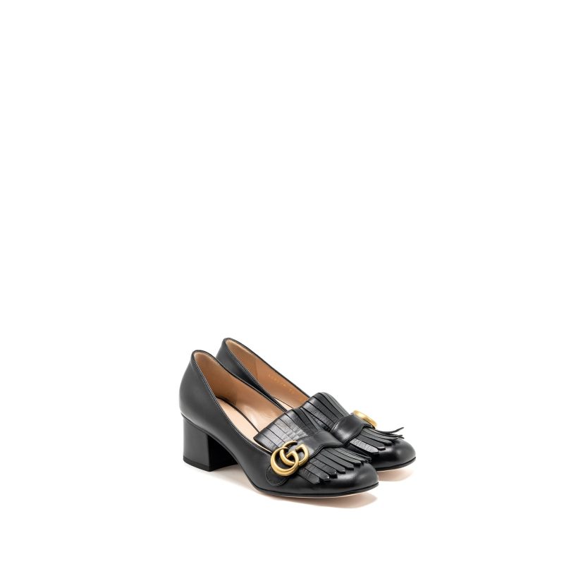 Gucci size 38 marmont loafer pumps calfskin black GHW - Barde