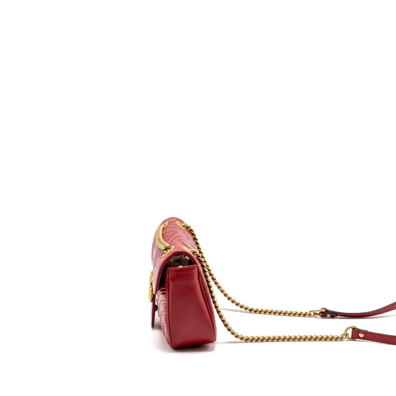 Gucci Small GG Marmont Bag Calfskin Red Brushed GHW - Barde - Image 4