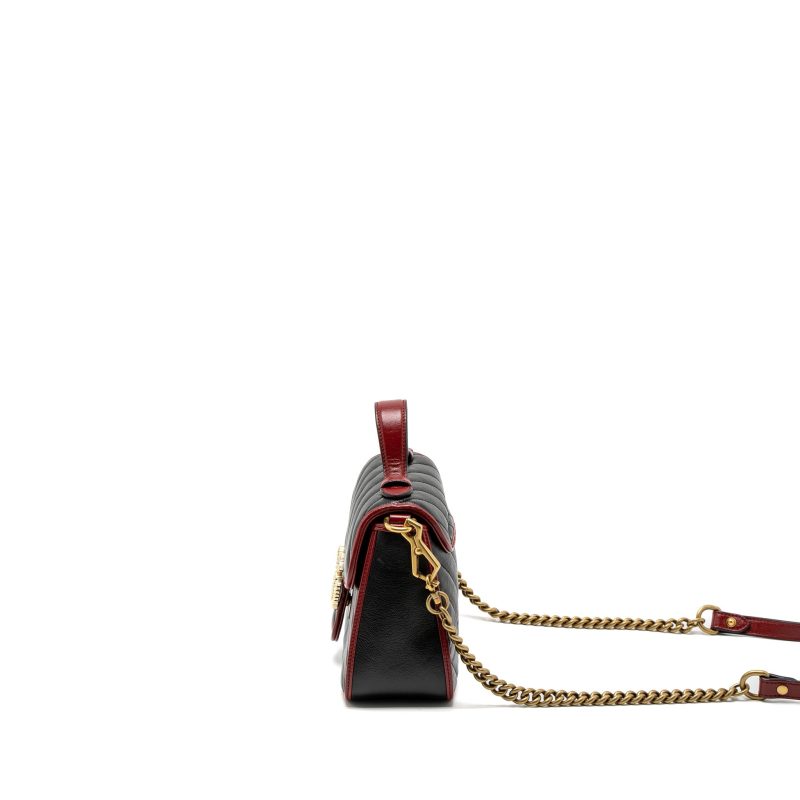 Gucci GG Marmont Mini Top Handle Bag Calfskin Black/Red GHW - Barde - Image 4