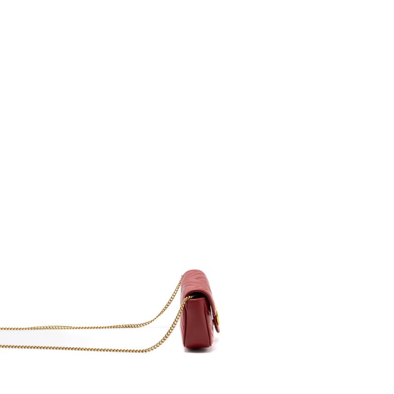 Gucci Marmont super mini matelassé chevron Calfskin red GHW - Barde - Image 2