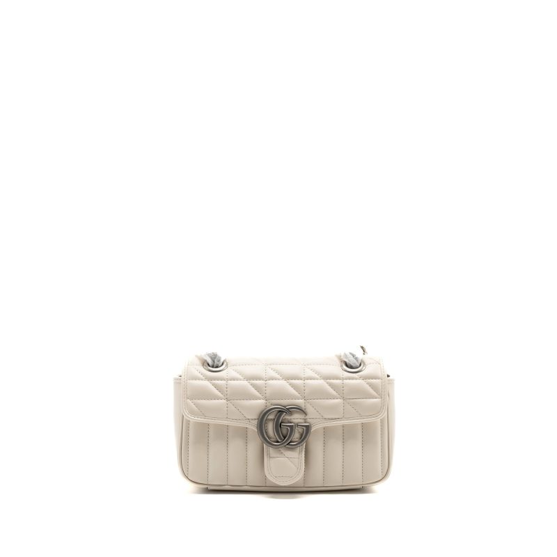 Gucci mini marmont calfskin leather cream SHW - Barde