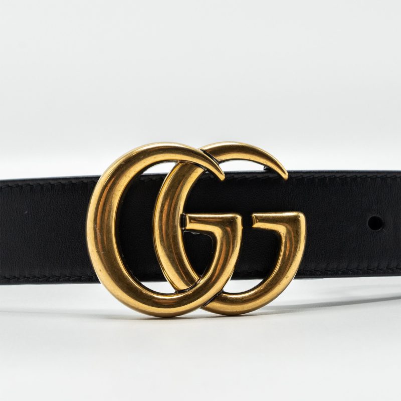 Gucci Size 75 GG Marmont Leather Belt Black GHW - Barde - Image 5