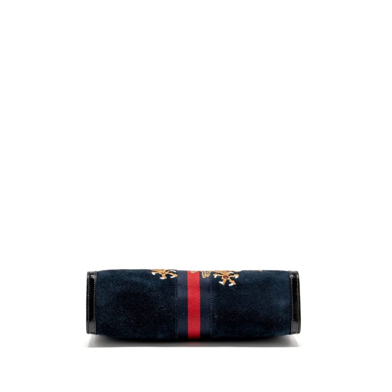 Gucci Ophidia Chain Bag Dragon Embroidered Suede Blue/Black/Multicolour GHW - Barde - Image 5